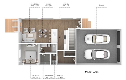 Floor plan for 3 beds, 2.5 baths